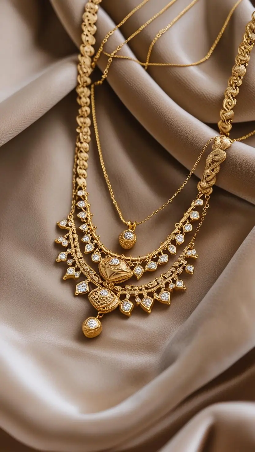 Gold necklace set