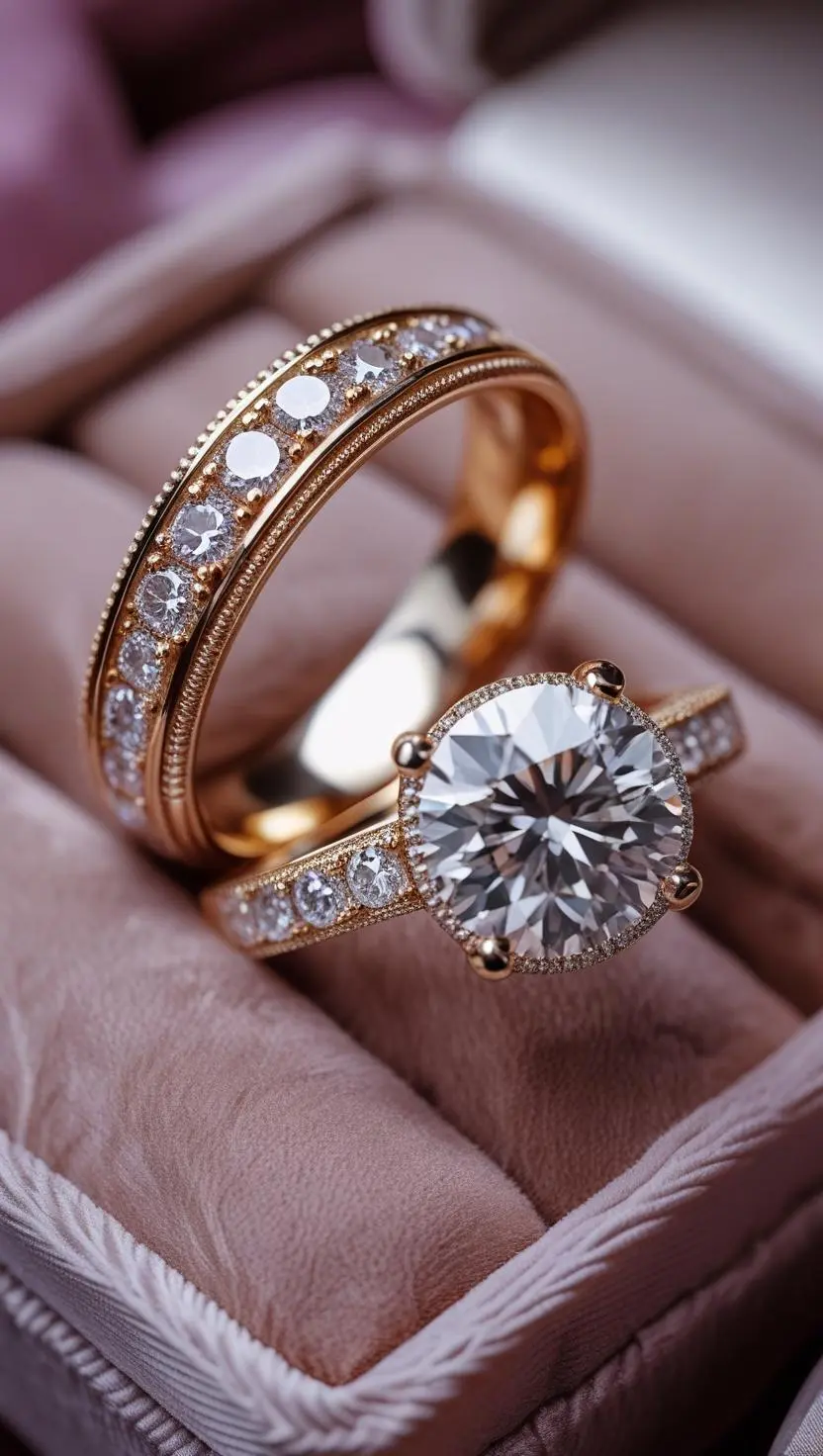 wedding band with an engagement ring