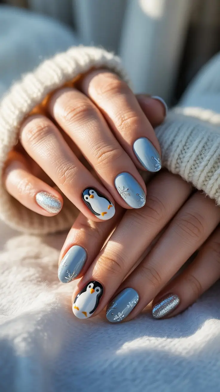 Penguin Accent Nails