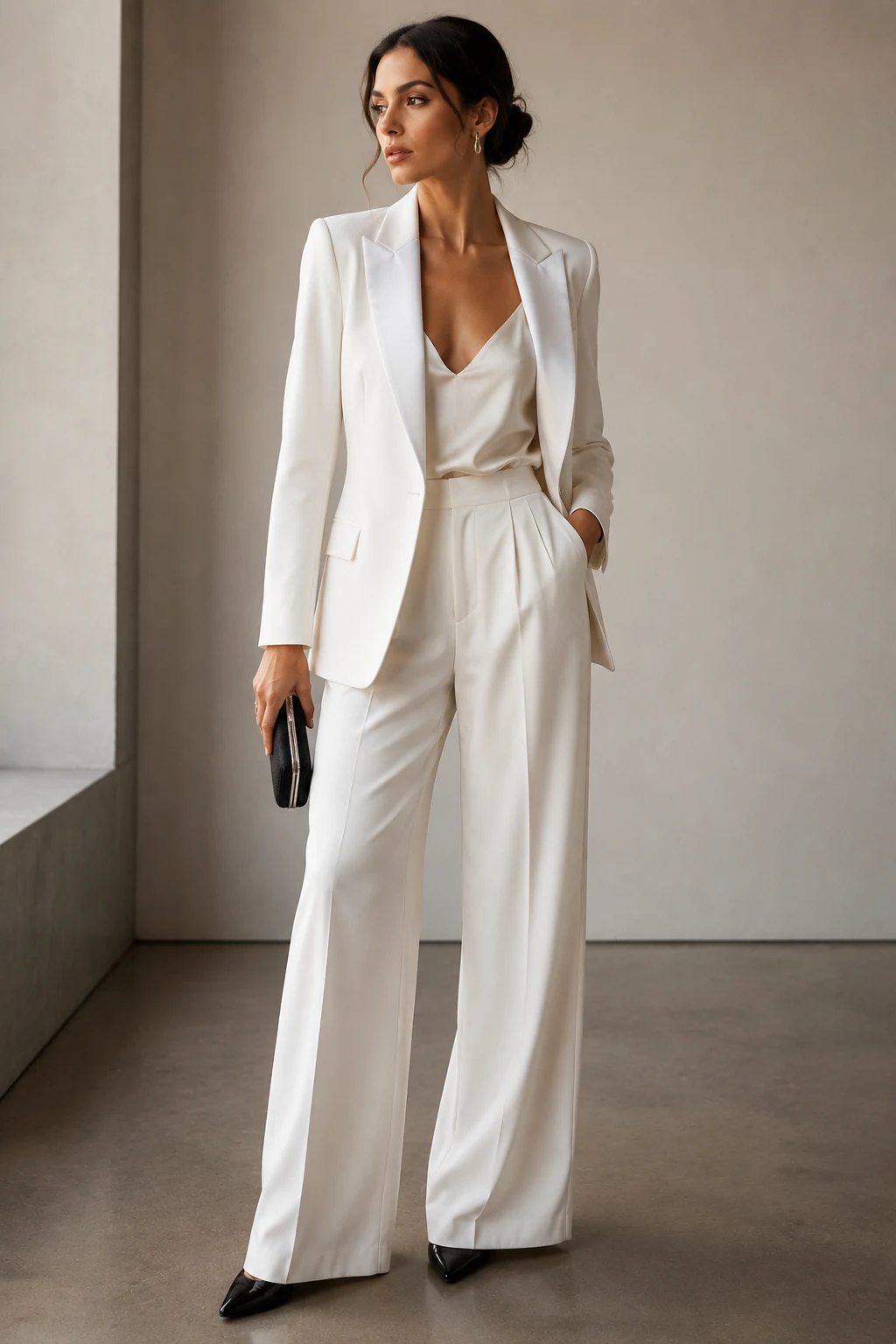 Outfit 2 — black tie gala dinner style outfit, worn by a stylish woman