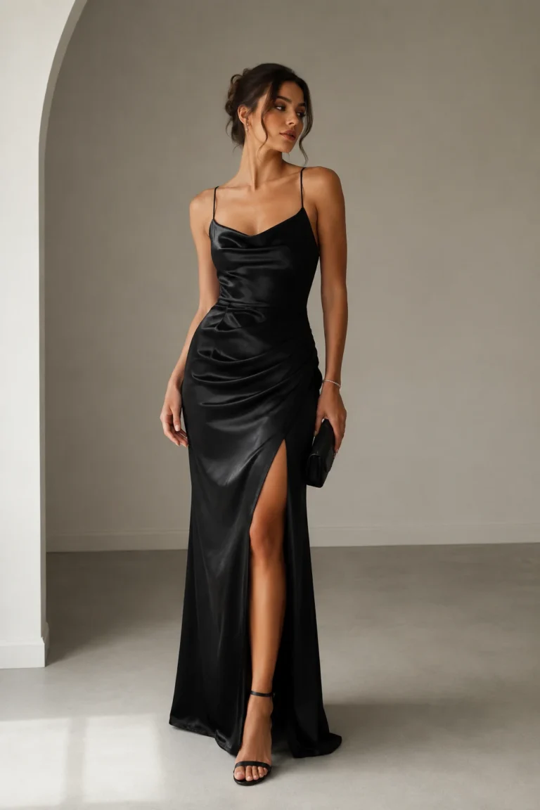 Outfit 1 — black tie gala dress long style outfit, worn by a stylish woman