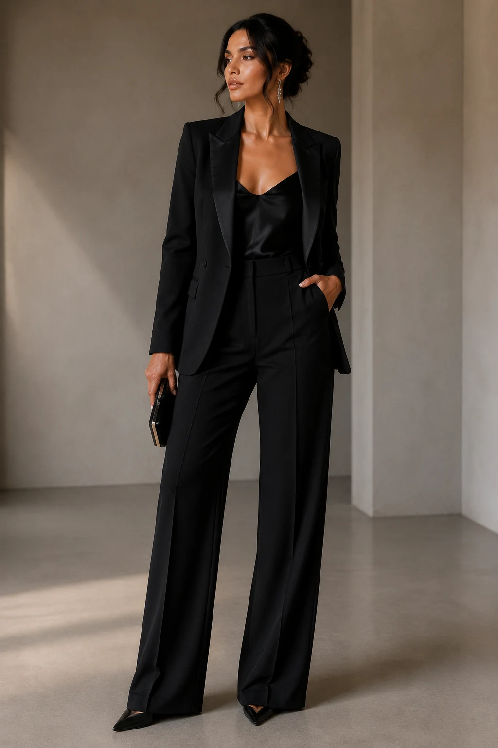The Tailored Tuxedo Moment That Turns Heads — black tie gala outfit style outfit, worn by a stylish woman
