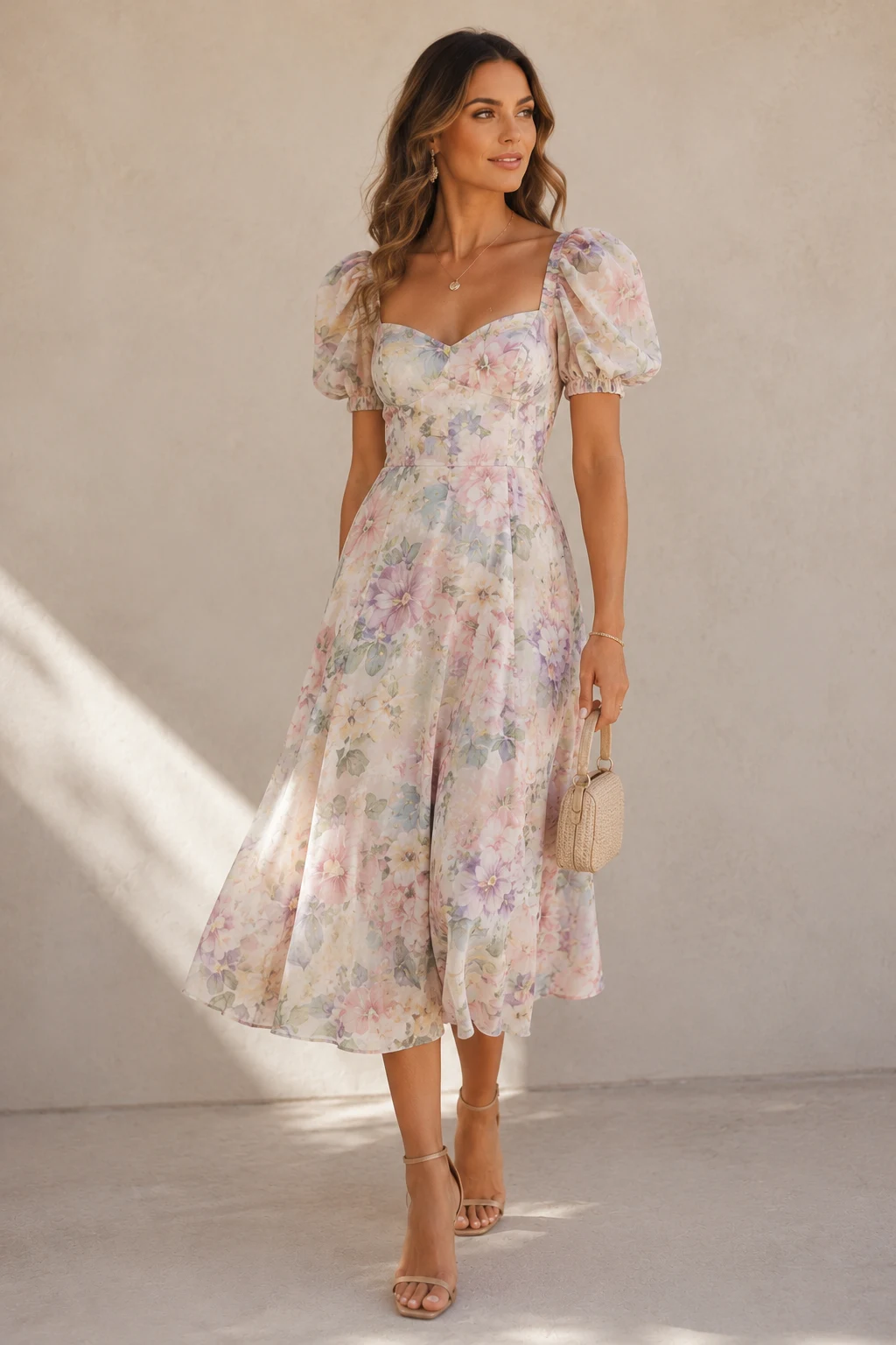 The Puff-Sleeve Midi That Feels Straight Out of a Romance Novel — Summer Dresses For Wedding Guest style outfit, worn by a stylish woman