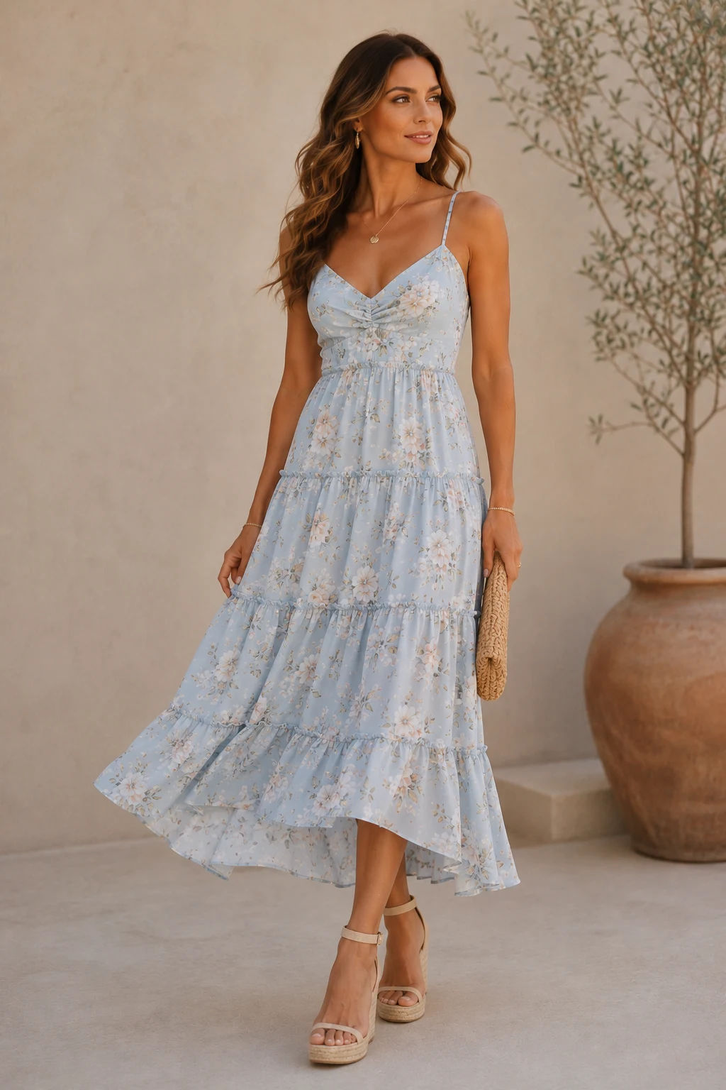 The Tiered Sundress That Loves Outdoor Weddings — Summer Dresses For Wedding Guest style outfit, worn by a stylish woman