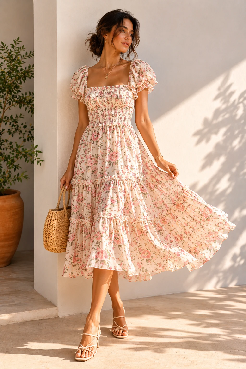 Outfit 4 — summer dresses for women floral style outfit, worn by a stylish woman