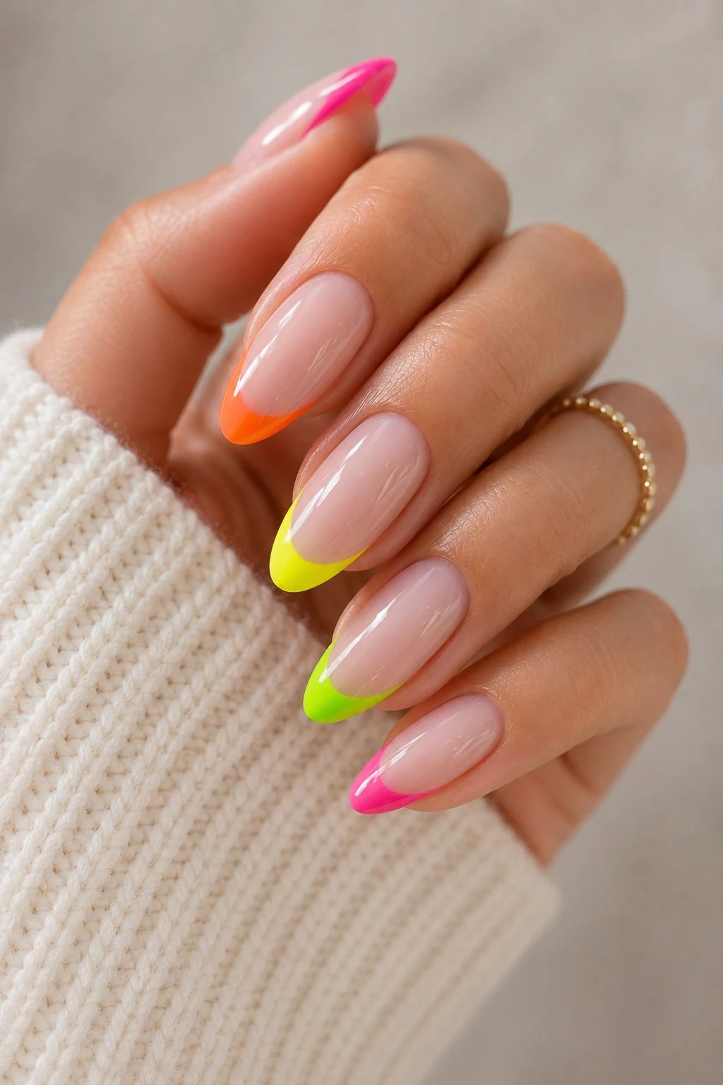 summer nails acrylic — Neon French Tips That Scream Summer Nails Acrylic Energy — summer nails acrylic style outfit, worn by a stylish woman