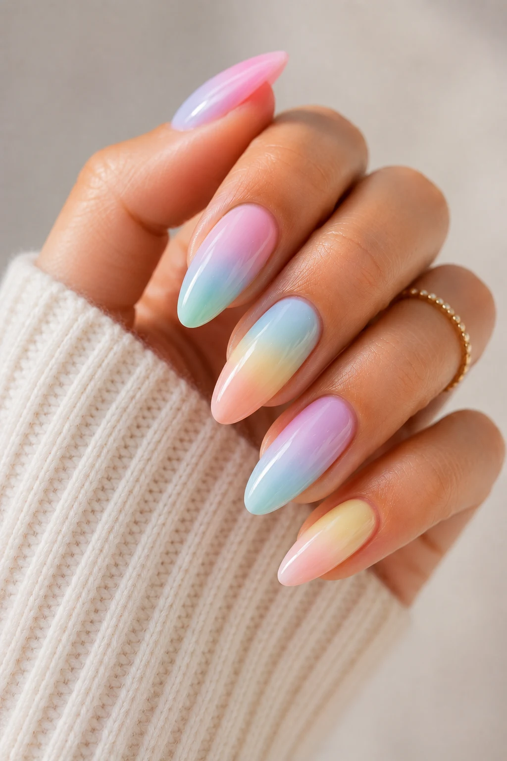 summer nails acrylic — Pastel Ombre Summer Nails Acrylic That Look Airbrushed — summer nails acrylic style outfit, worn by a stylish woman