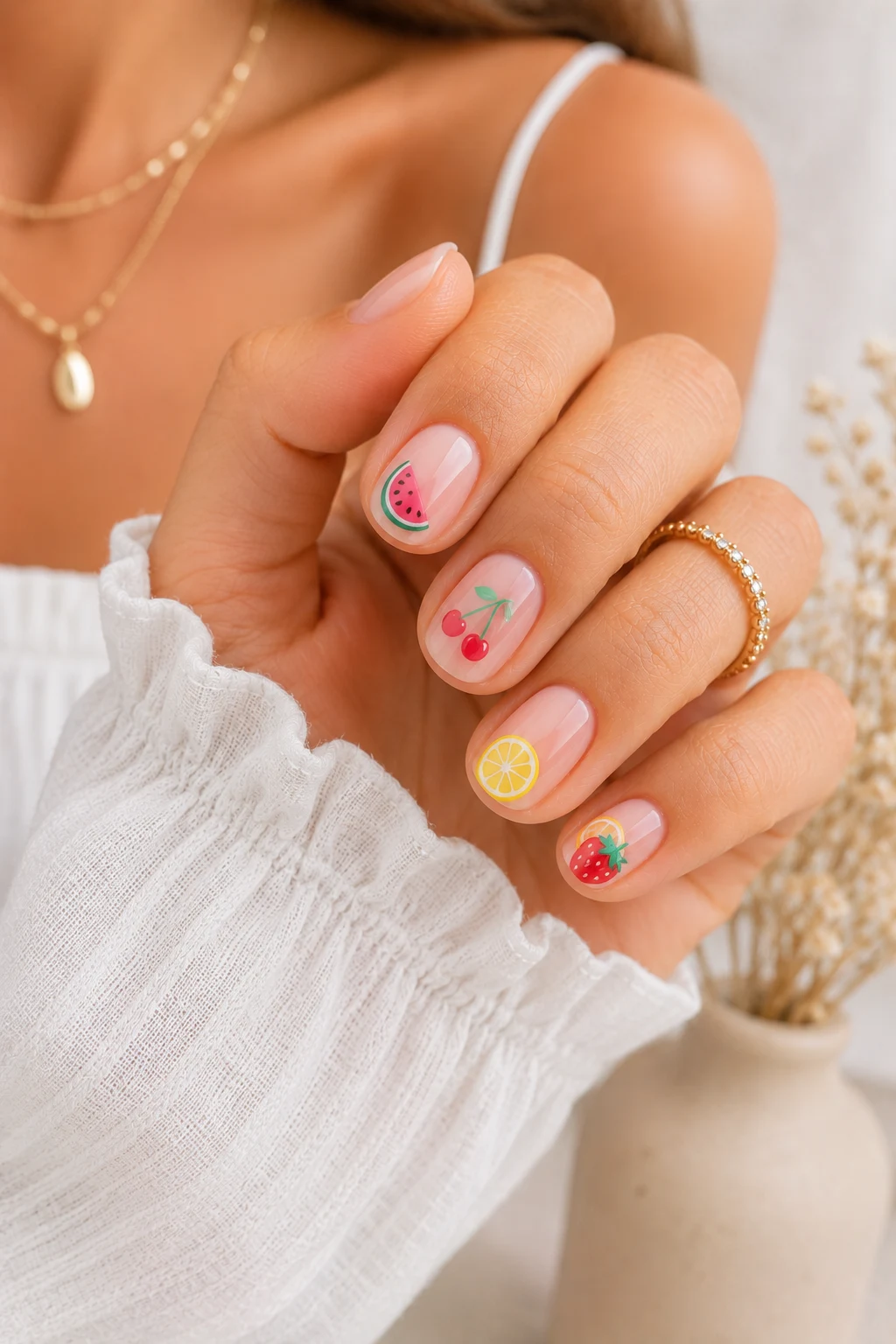 summer nails short — Outfit 4 — summer nails short style outfit, worn by a stylish woman