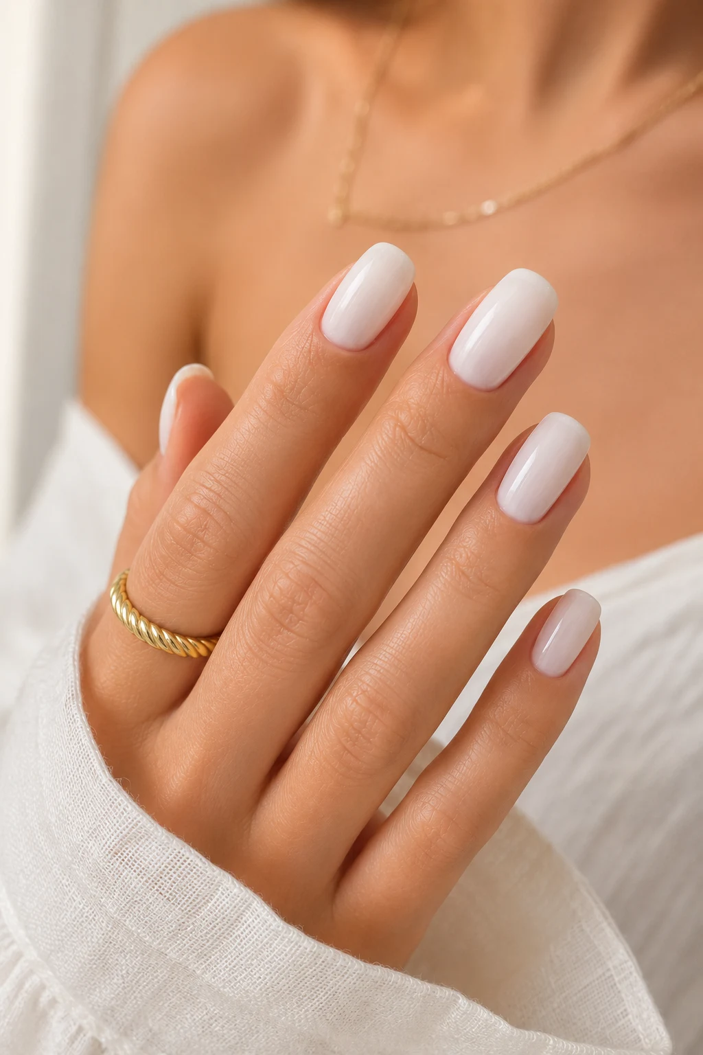 summer nails simple — Milky White Summer Nails Simple Girls Always Come Back To — summer nails simple style outfit, worn by a stylish woman