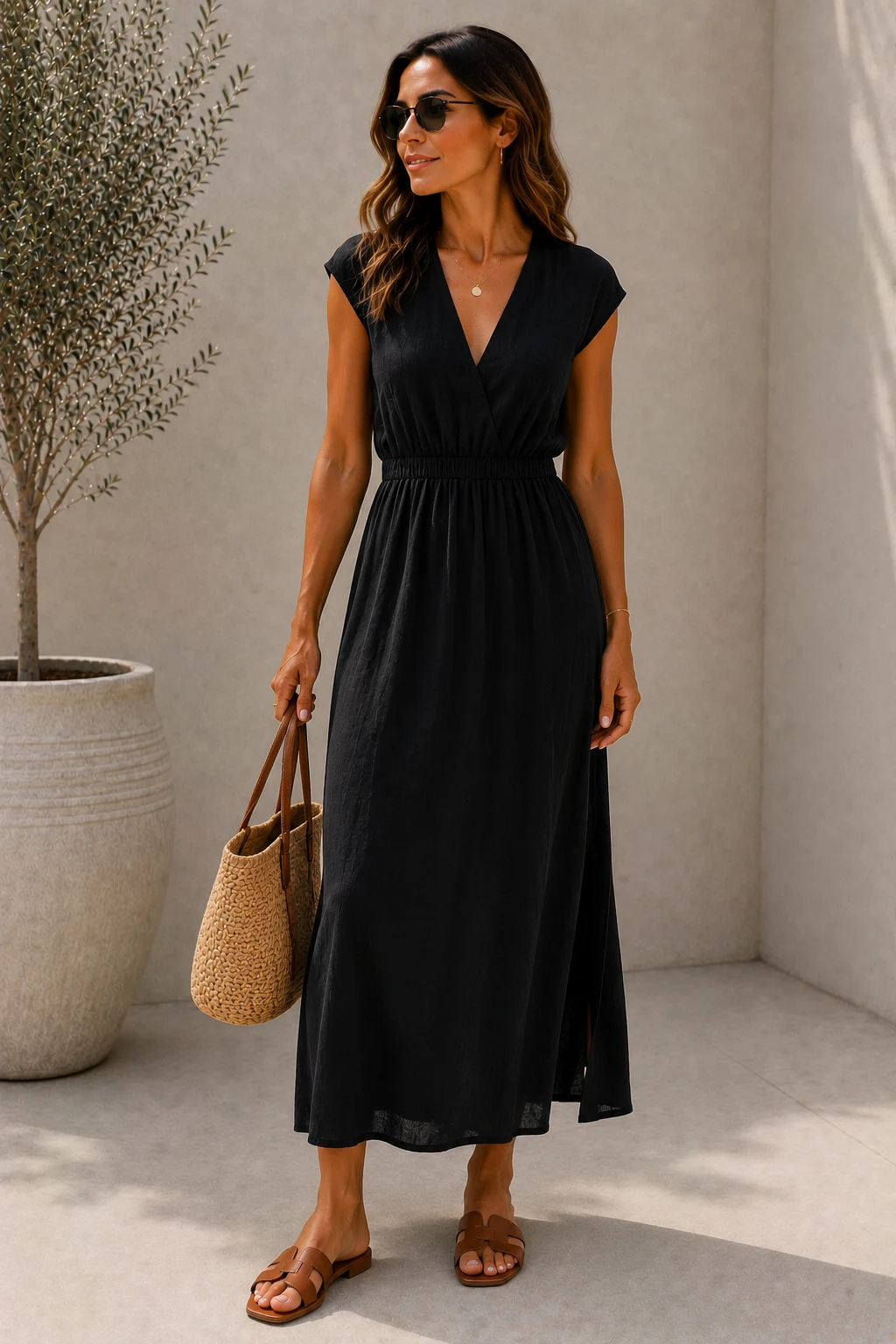 Outfit 6 — summer outfits women 30s style outfit, worn by a stylish woman Outfit 6 — summer outfits women 30s style outfit, worn by a stylish woman