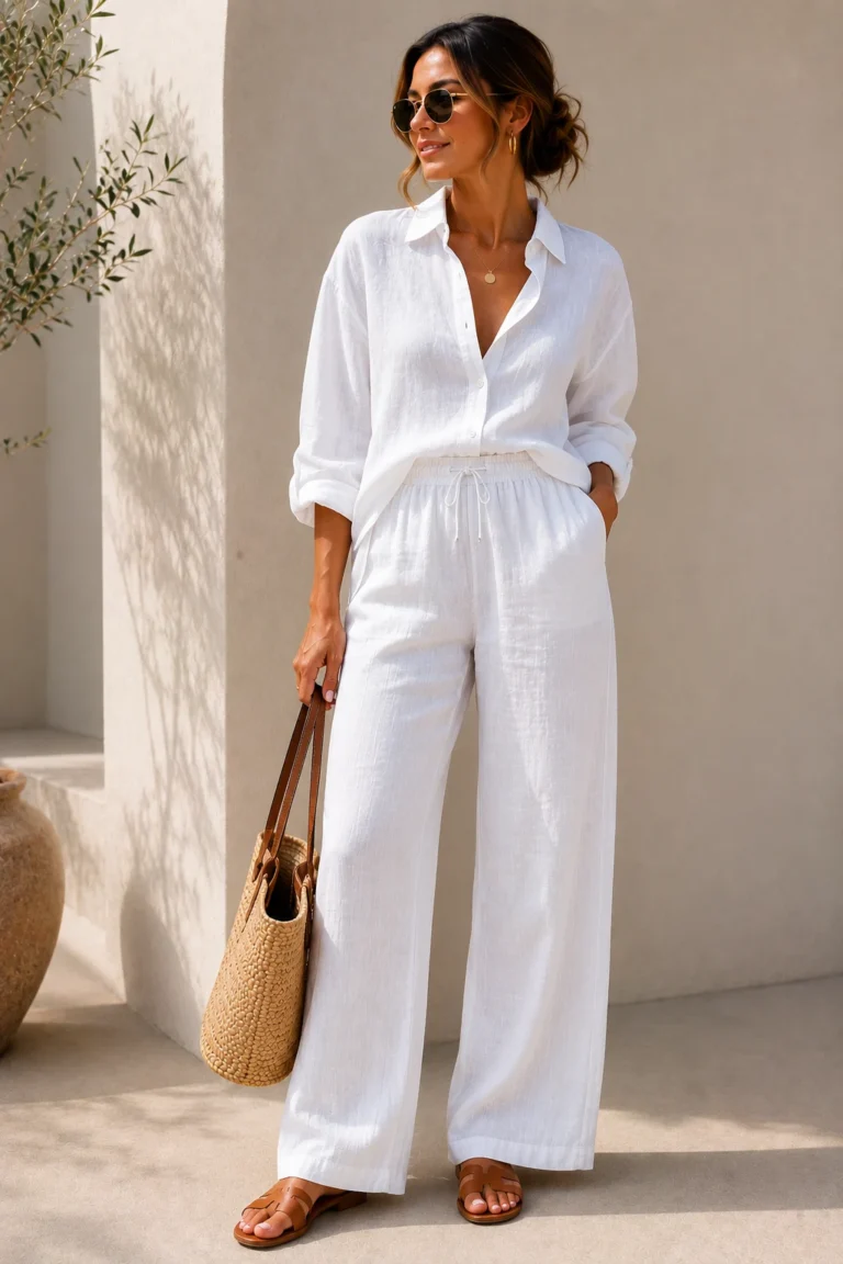The White Linen Set That Looks Instantly Luxurious — summer outfits women classy style outfit, worn by a stylish woman