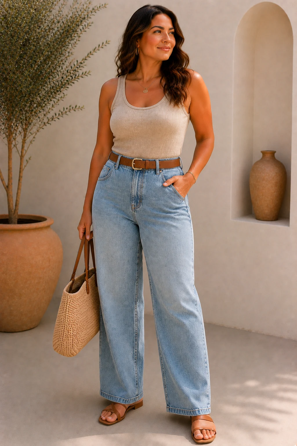 Outfit 2 — summer outfits women mid size style outfit, worn by a stylish woman Outfit 2 — summer outfits women mid size style outfit, worn by a stylish woman