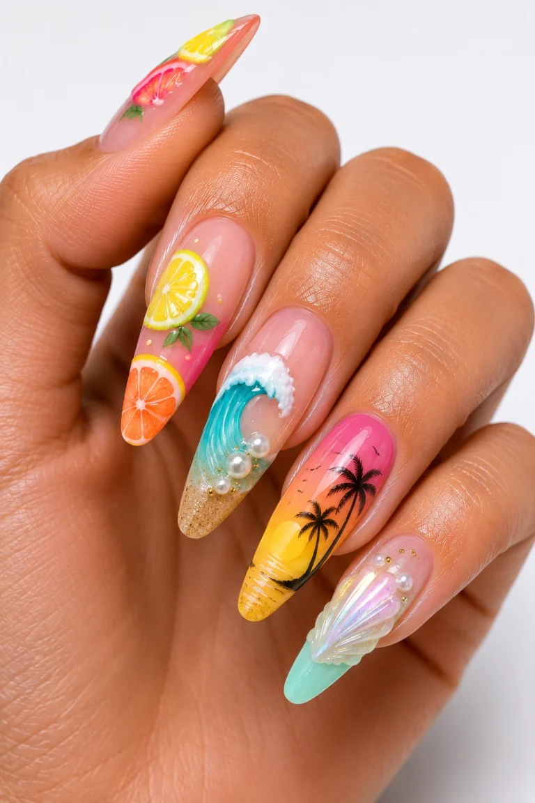 Introduction — summertime nails acrylic style outfit, worn by a stylish woman