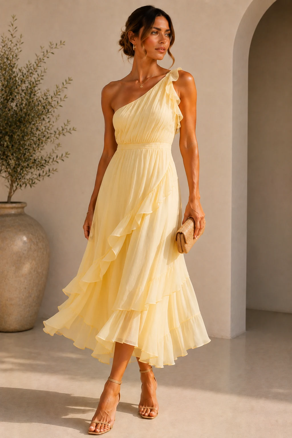 Outfit 5 — wedding guest dresses summer aesthetic style outfit, worn by a stylish woman