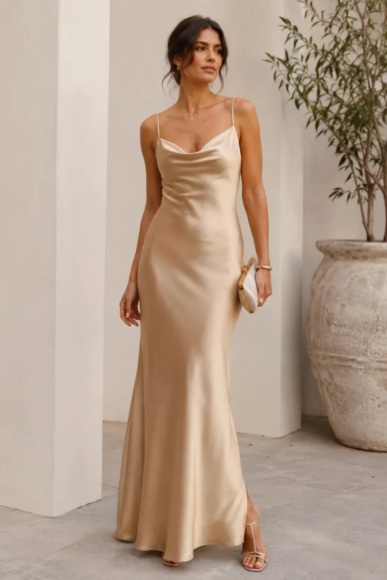 Outfit 1 — wedding guest dresses summer black tie style outfit, worn by a stylish woman