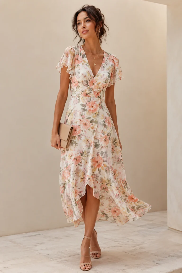 Outfit 1 — wedding guest dresses summer casual style outfit, worn by a stylish woman