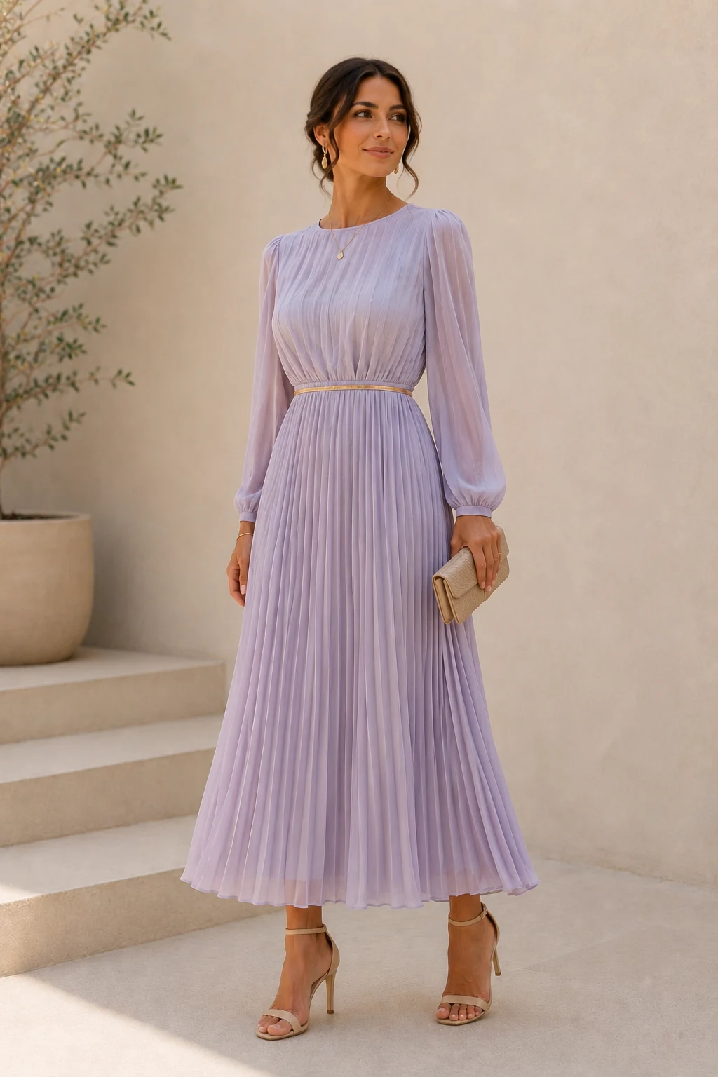 Outfit 5 — wedding guest dresses summer modest style outfit, worn by a stylish woman