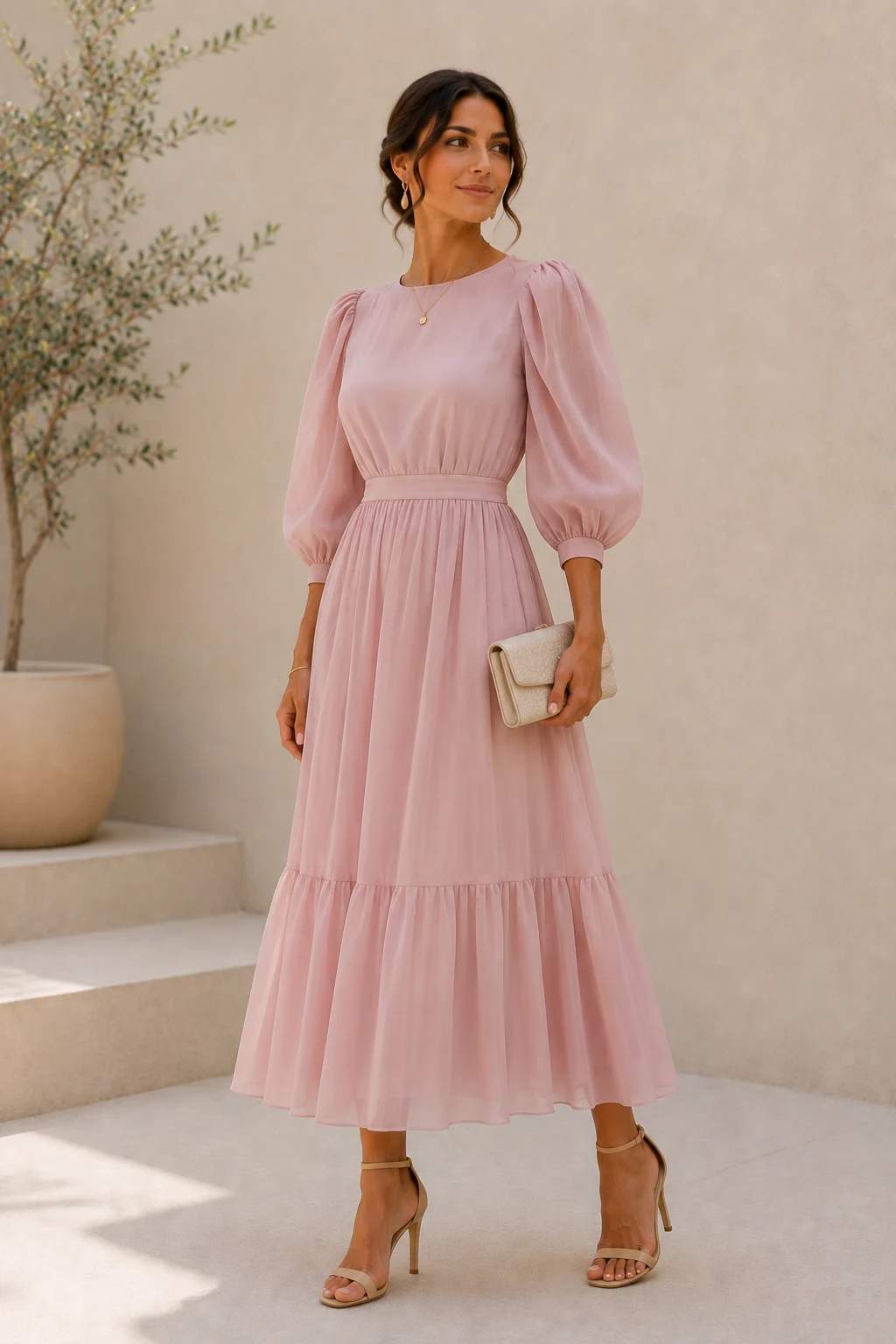 Outfit 7 — wedding guest dresses summer modest style outfit, worn by a stylish woman