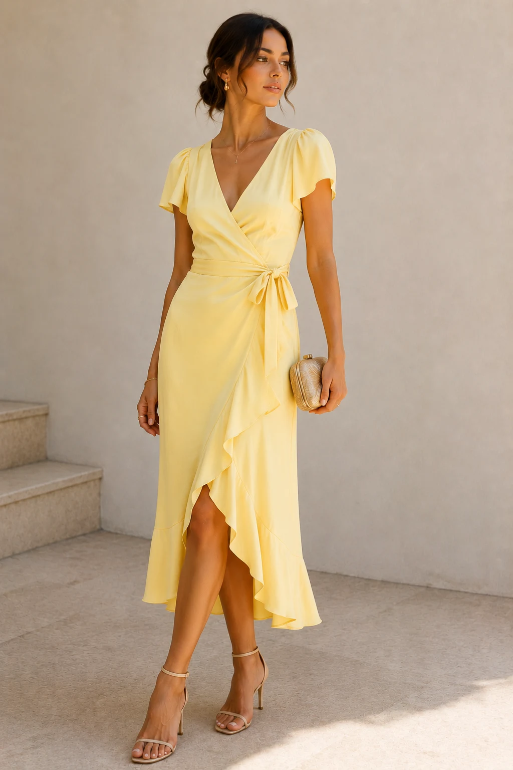 Outfit 10 — wedding guest dresses summer yellow style outfit, worn by a stylish woman