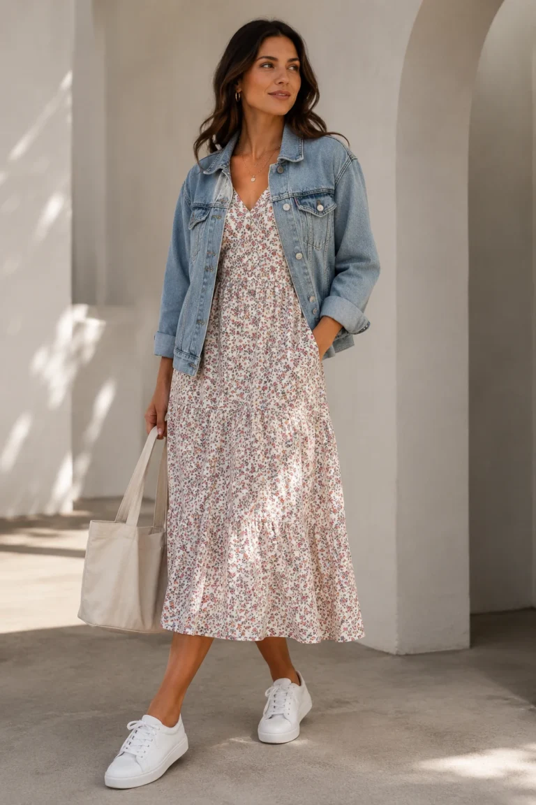 Outfit 1 — women floral dress outfit style outfit, worn by a stylish woman