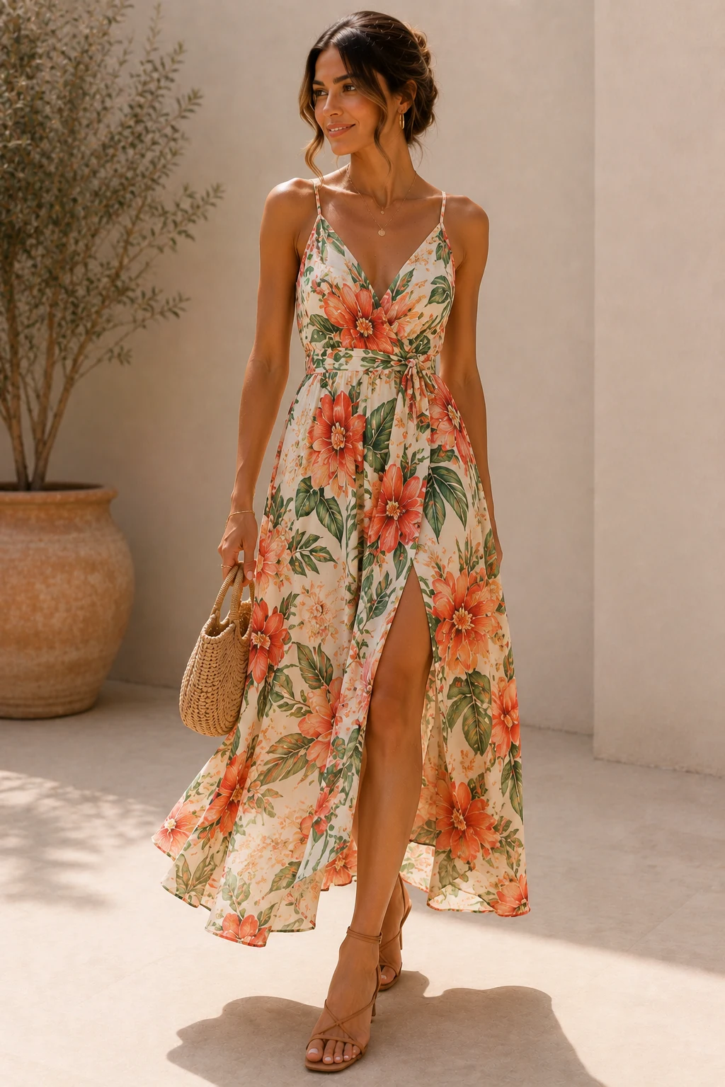 Outfit 2 — women floral dress summer style outfit, worn by a stylish woman