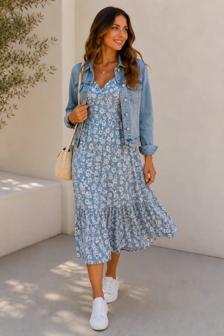 Outfit 1 — women floral dresses brunch style outfit, worn by a stylish woman