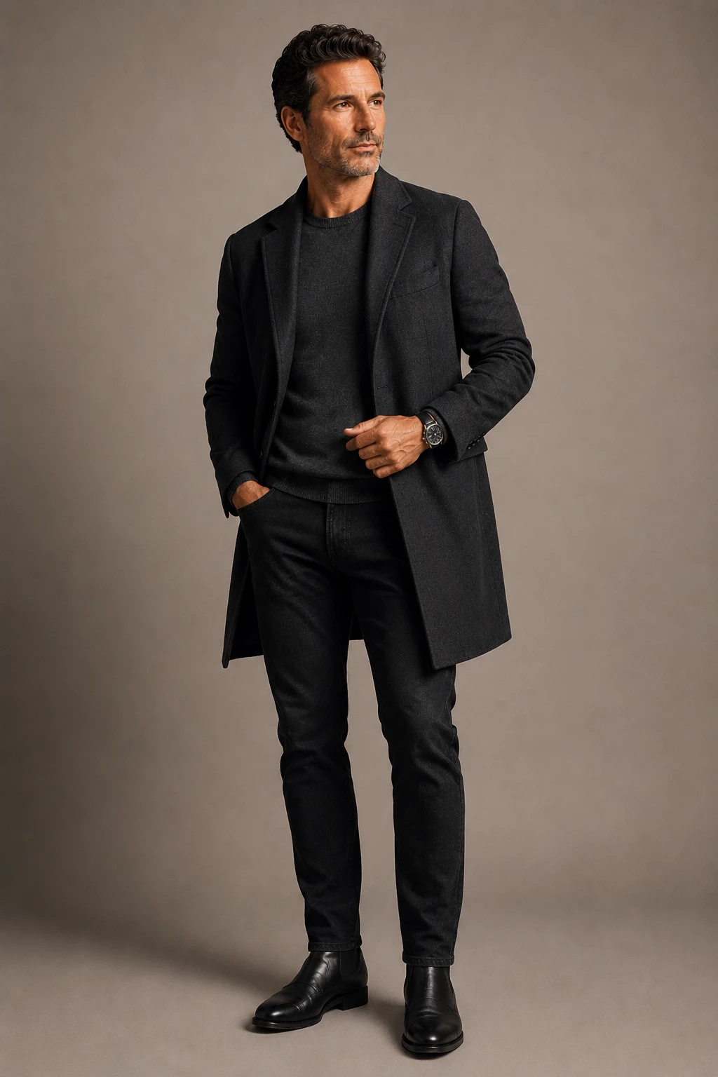 The Smart Monochrome Weekend Uniform — 40s outfits mens style outfit, worn by a stylish man
