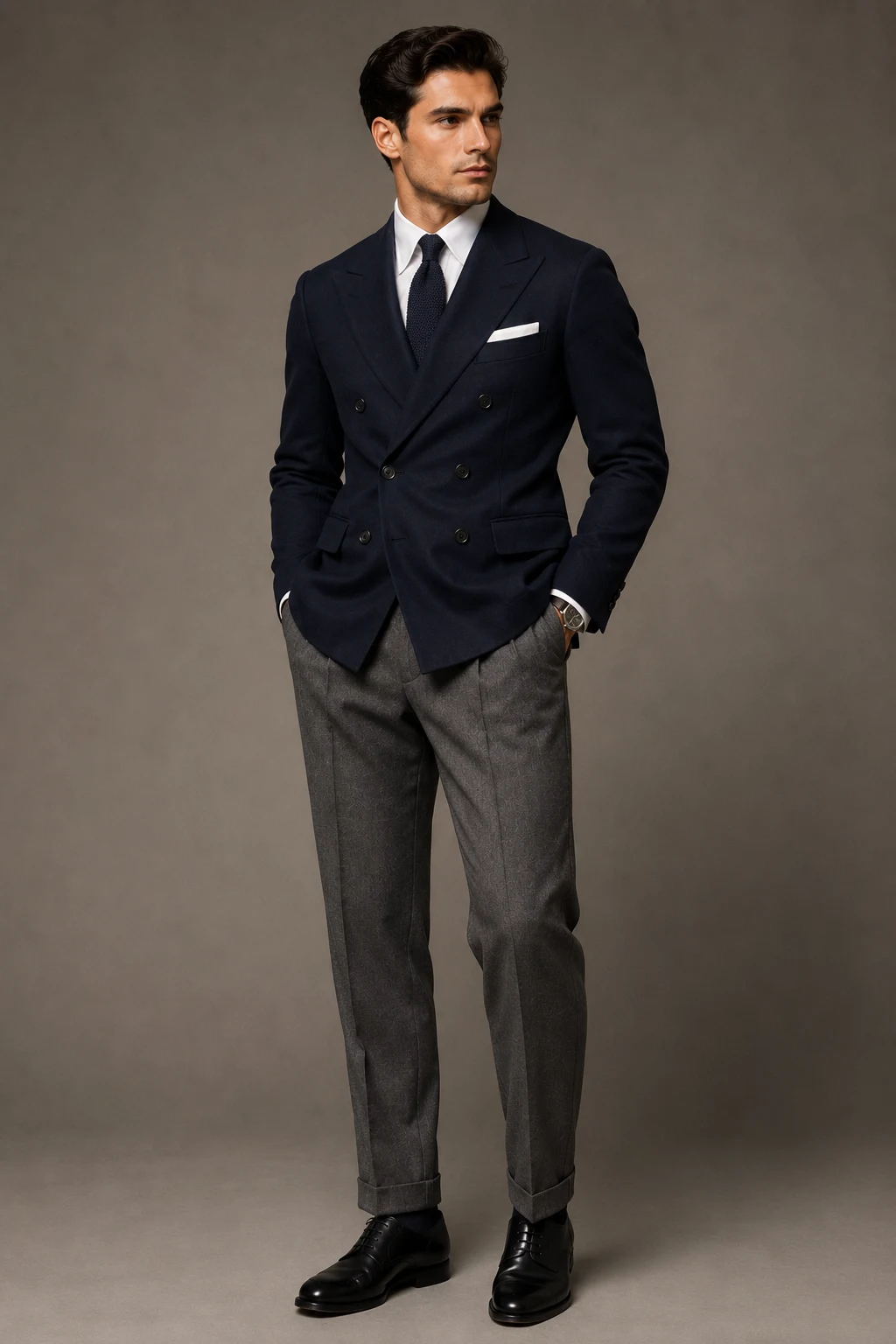 The Double-Breasted Gentleman Upgrade — 50s outfits men style outfit, worn by a stylish man