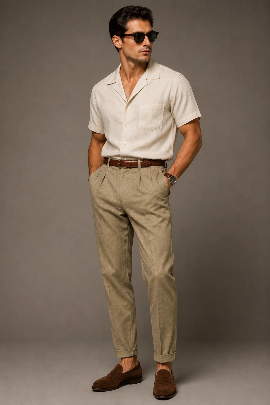 The Camp Collar Weekend Winner — 50s outfits men style outfit, worn by a stylish man