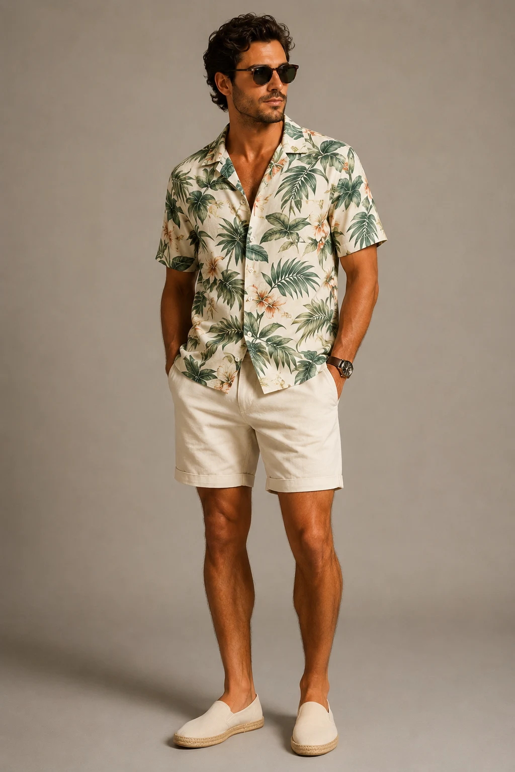 The Tropical Camp Collar Winner — beach outfits men style outfit, worn by a stylish man