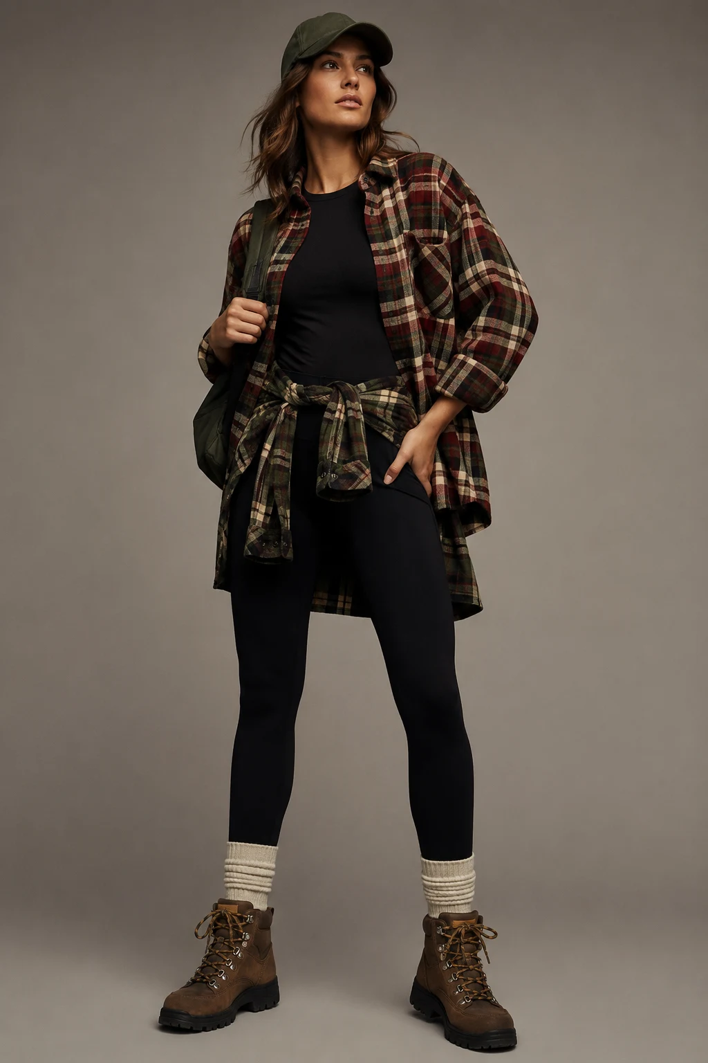 The Flannel-and-Leggings Classic — camping outfits style outfit