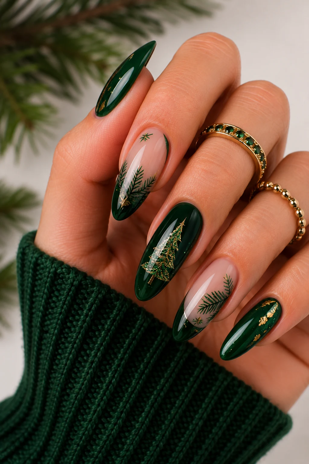 Introduction — christmas nail ideas green style outfit, worn by a stylish woman