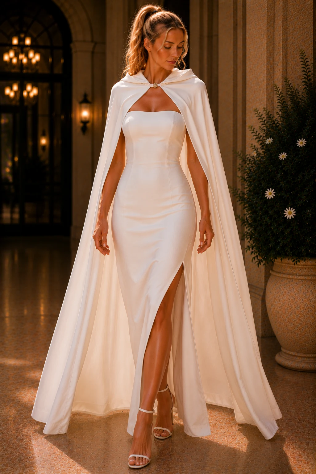 The Signature White Cloak Look — cloak and dagger comic outfits style outfit, worn by a stylish woman