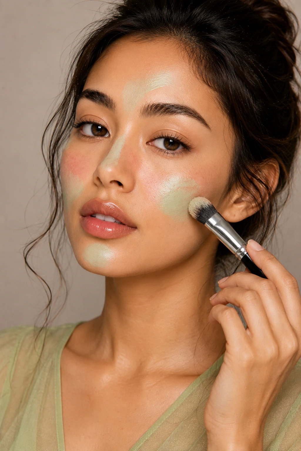 Green Corrector for Redness Control — color correction makeup style outfit