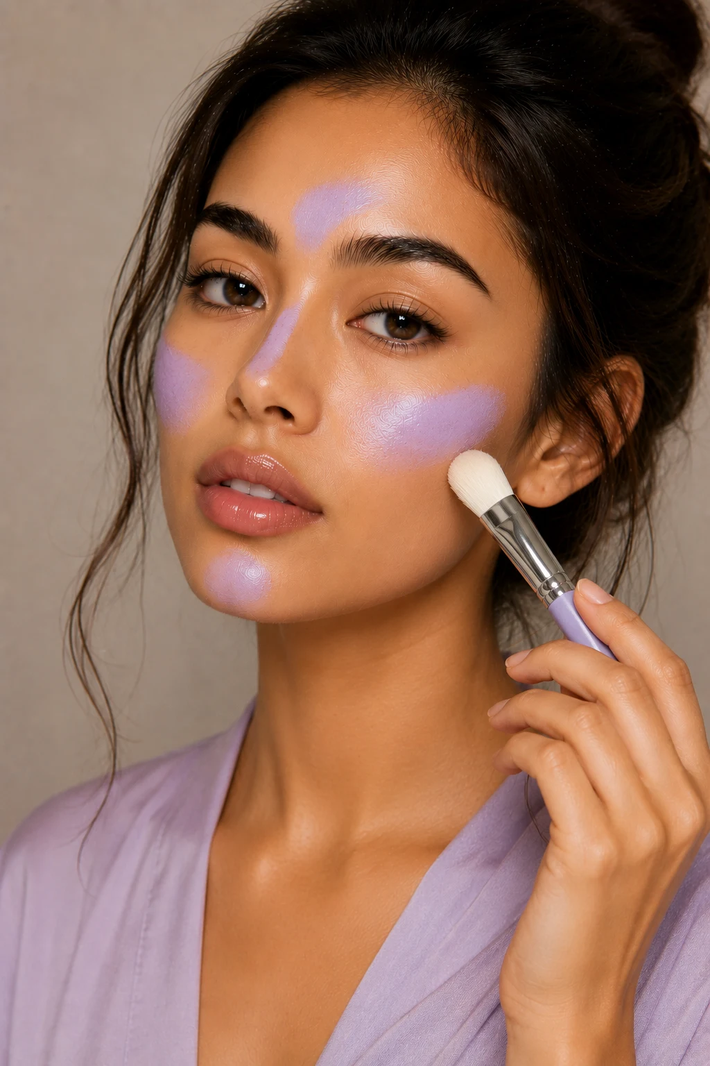Lavender Color Correction Makeup for Dull Skin — color correction makeup style outfit