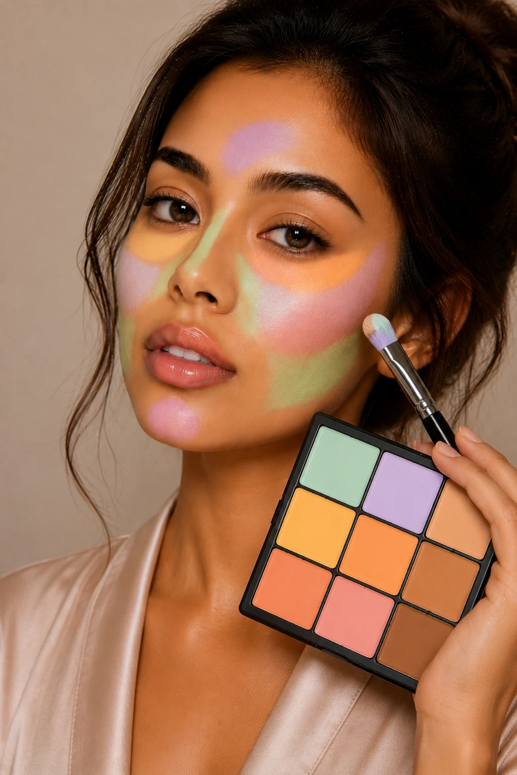 Full Palette Color Correction Makeup Strategy — color correction makeup style outfit