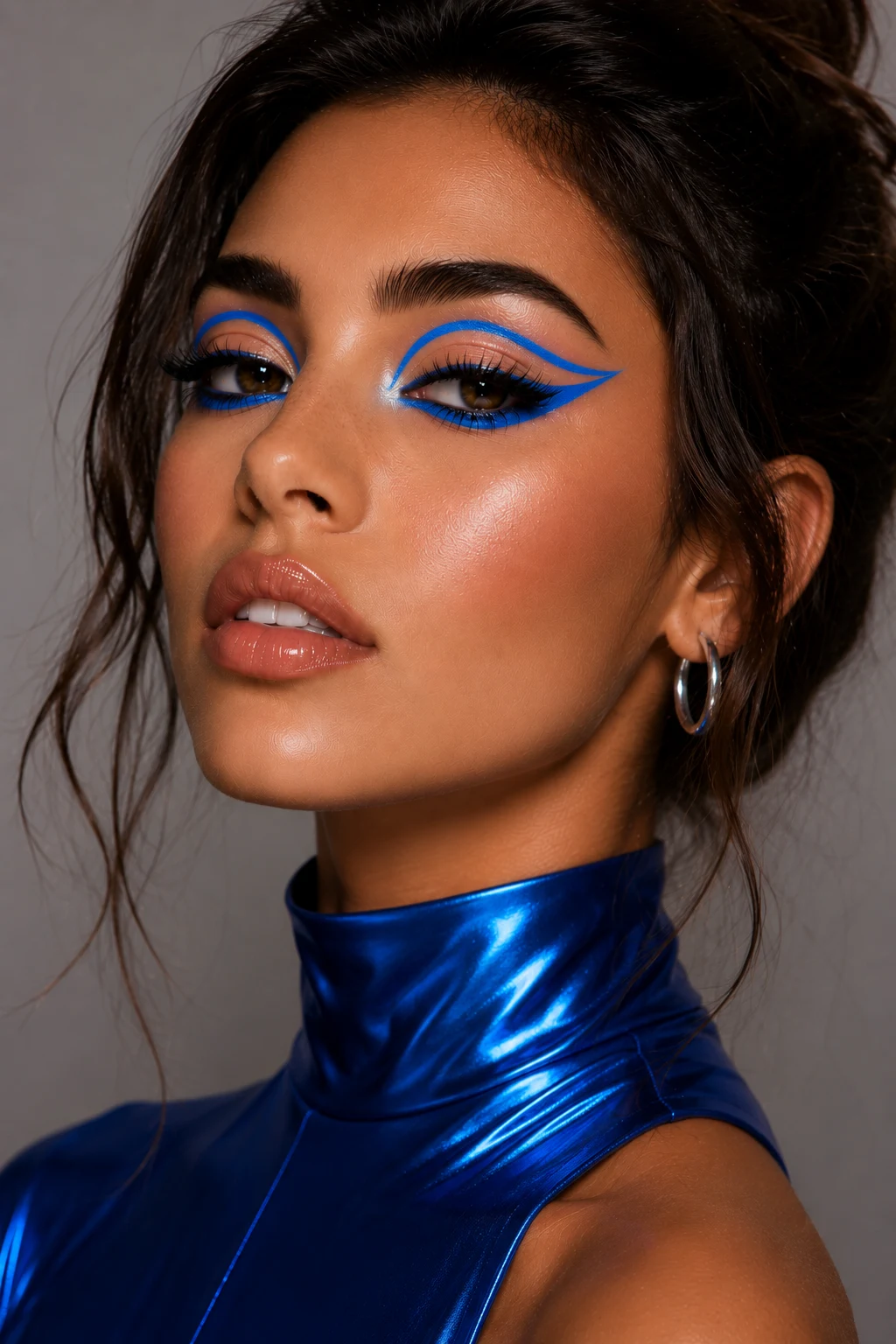 Electric Blue Graphic Colorful Eye Makeup — colorful eye makeup style outfit