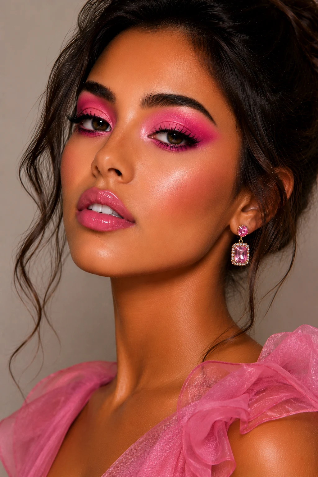 Monochromatic Pink Colorful Eye Makeup — colorful eye makeup style outfit