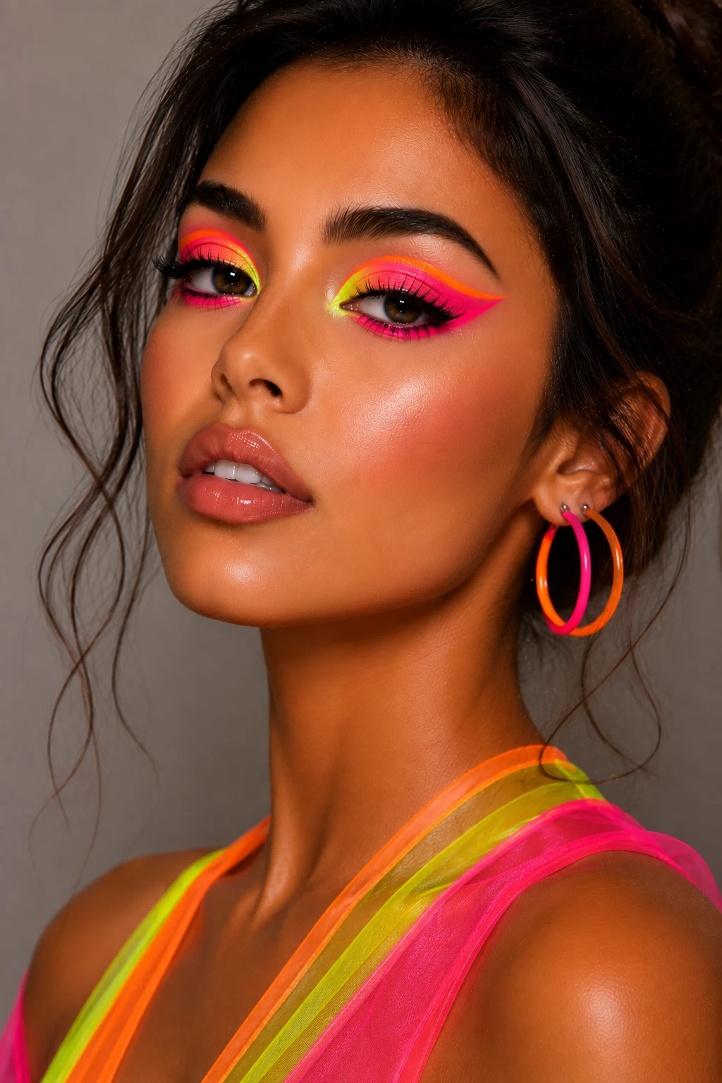 Neon Pop Colorful Eye Makeup — colorful eye makeup style outfit