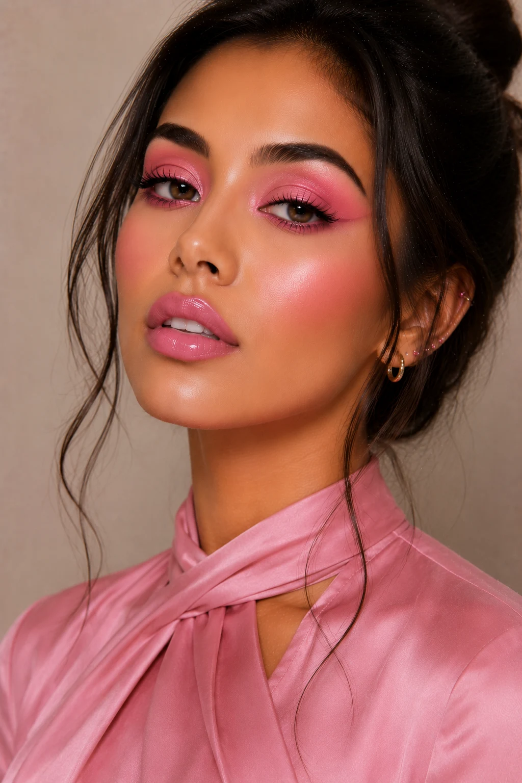 Monochromatic Pink Beauty — colorful makeup ideas style outfit
