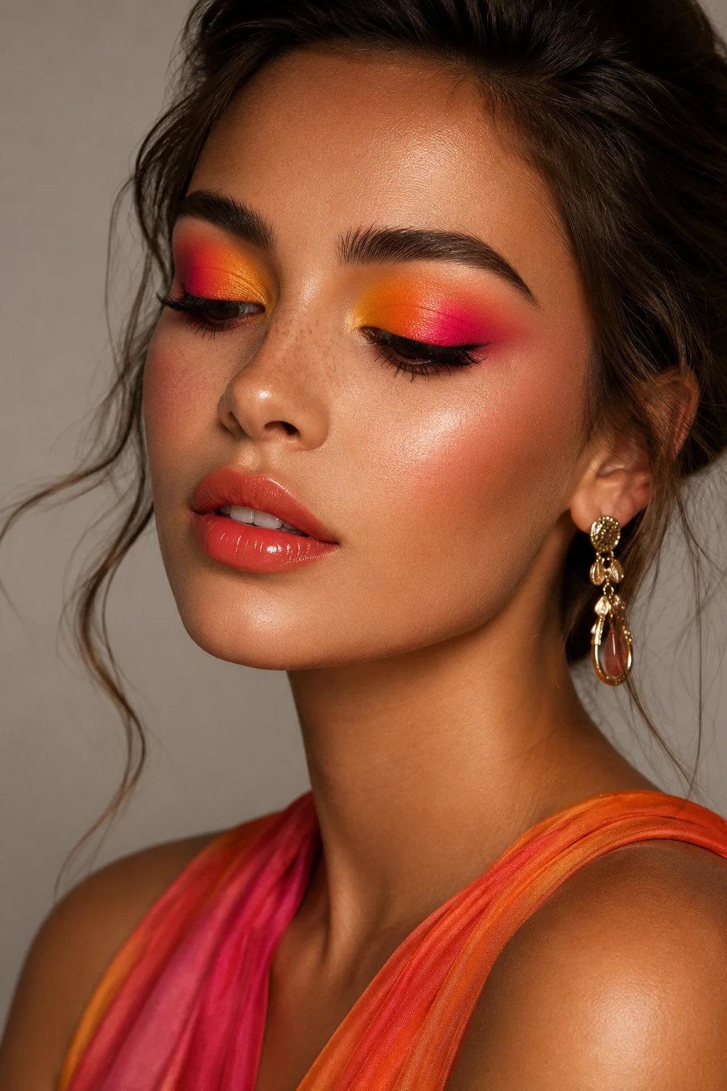 Sunset Gradient Colorful Makeup — colorful makeup style outfit