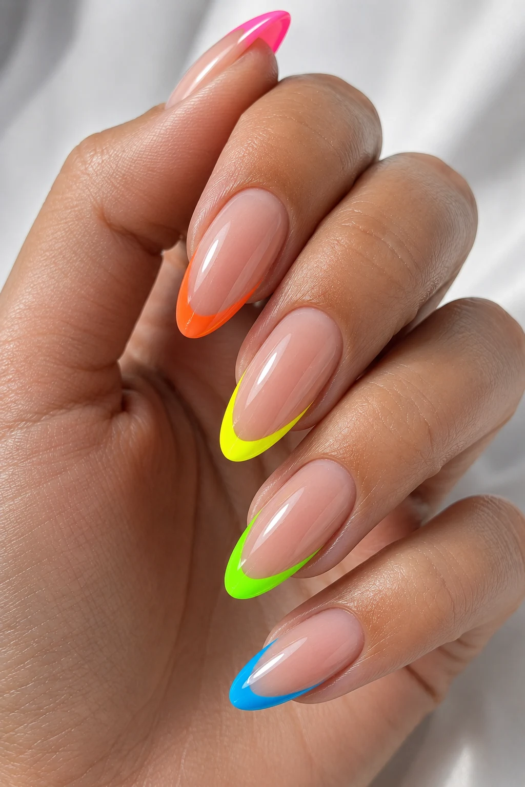 Cool Summer Nails 2026 With Neon French Tips — cool summer nails 2026 style outfit, worn by a stylish woman