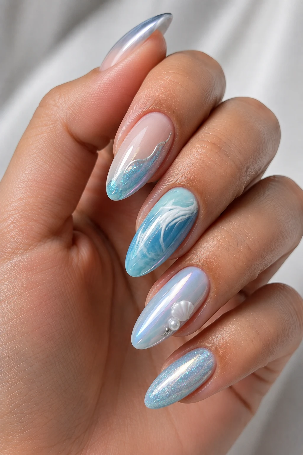 Ocean Breeze Cool Summer Nails Palette — cool summer nails palette style outfit, worn by a stylish woman