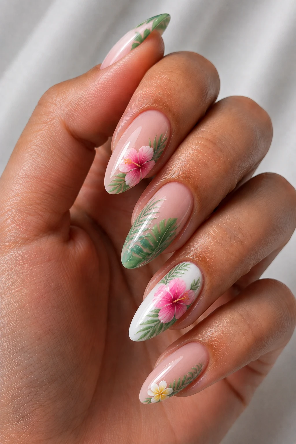 Tropical Garden Cool Summer Nails Palette — cool summer nails palette style outfit, worn by a stylish woman