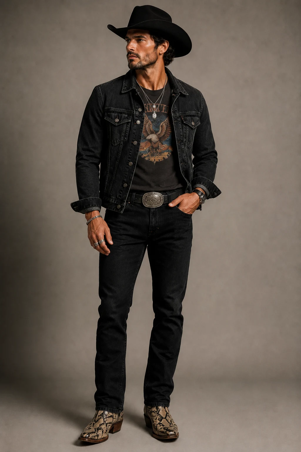 The Country Concert Headliner — cowboy outfit for men style outfit, worn by a stylish man