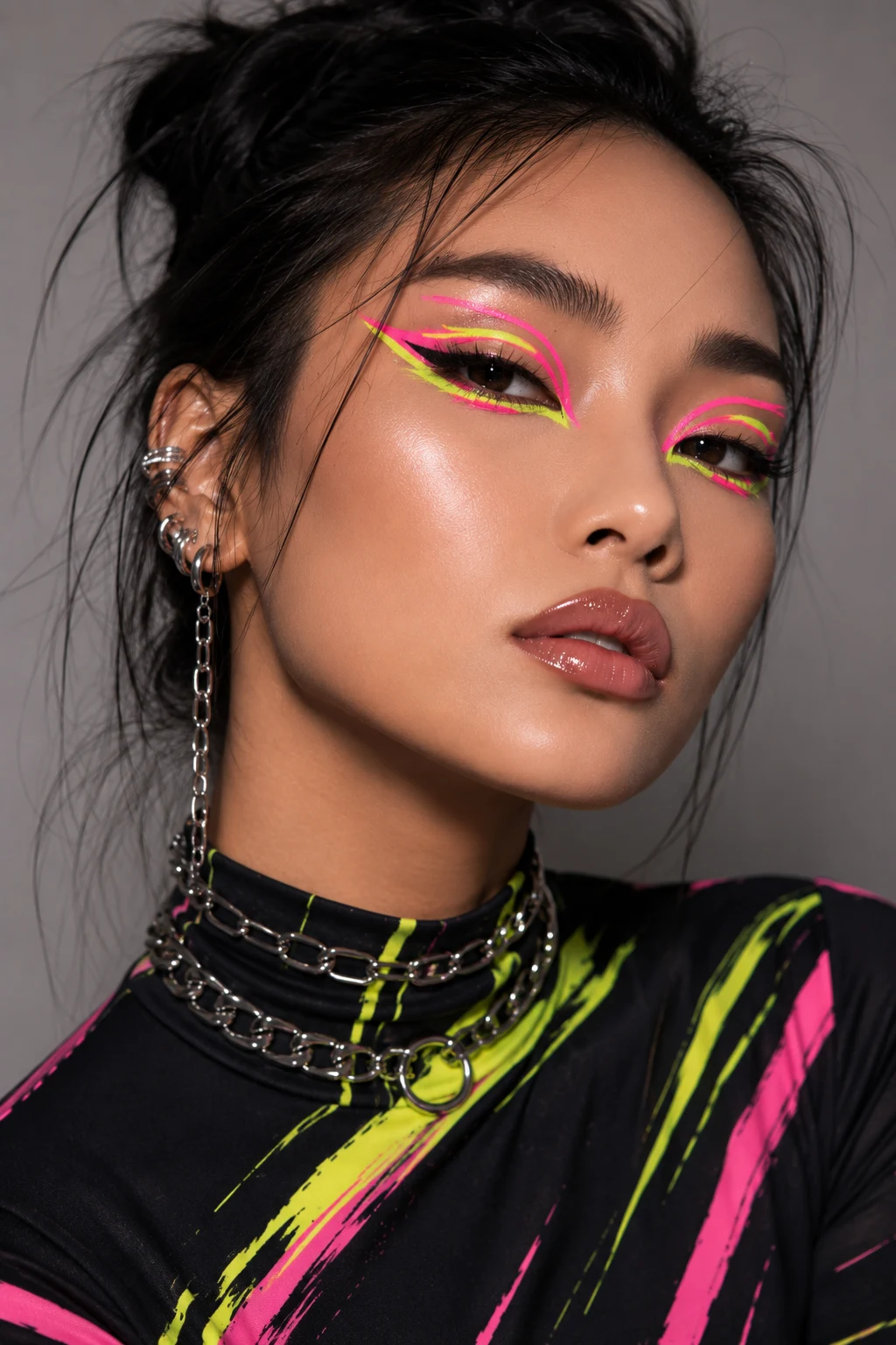 Neon Electric Graphic Liner — crazy makeup style outfit