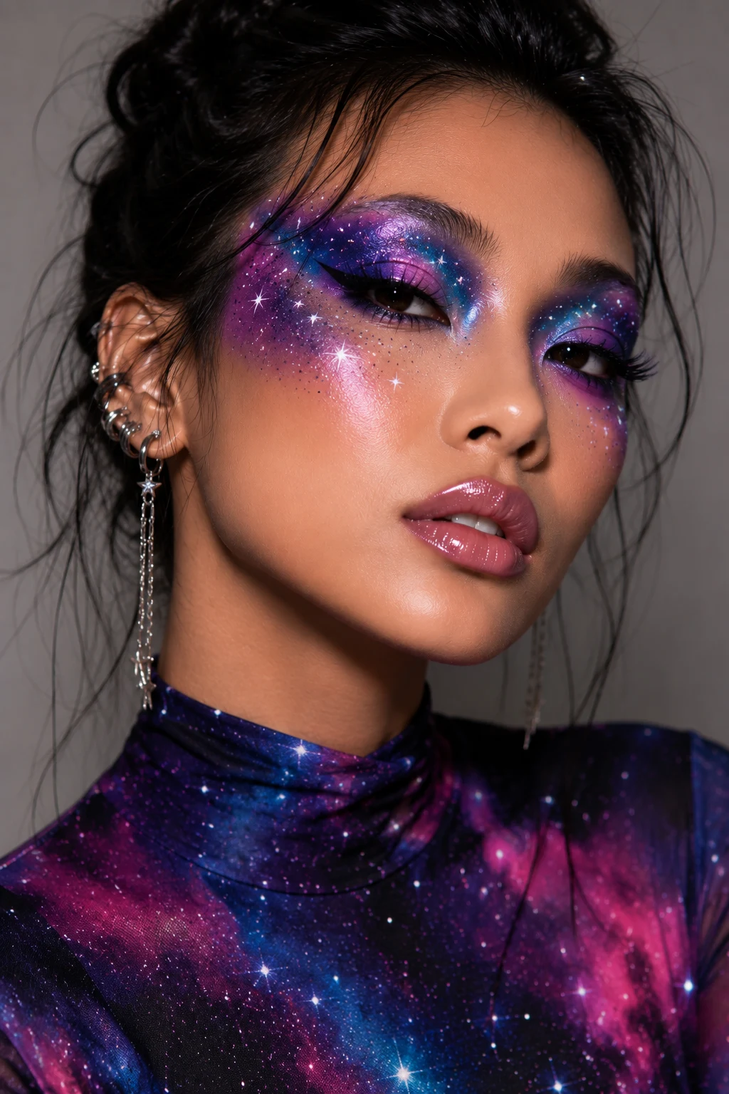 Galaxy Crazy Makeup Eyes — crazy makeup style outfit