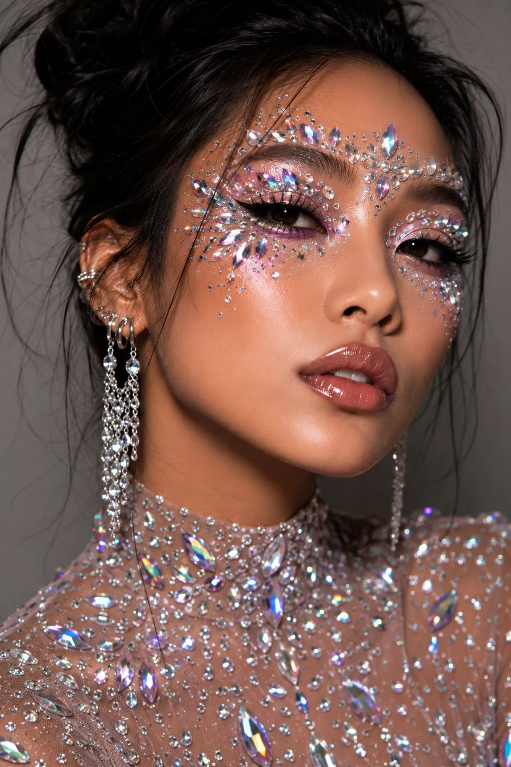 Crystal Explosion Glam — crazy makeup style outfit