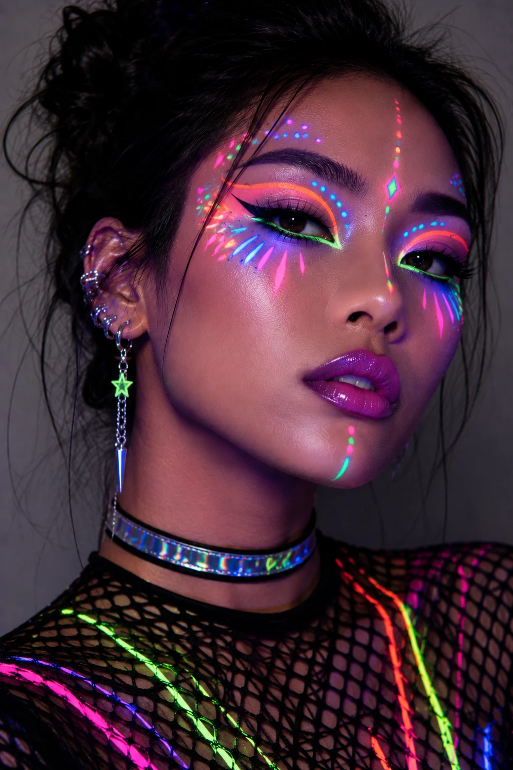 UV Reactive Festival Makeup — crazy makeup style outfit