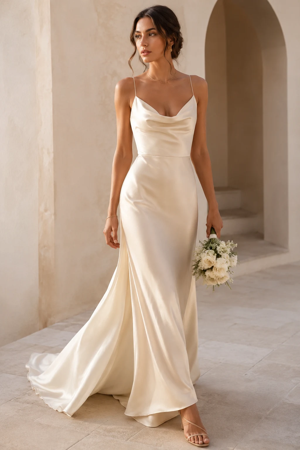INTRO — cream bridal dresses style outfit, worn by a stylish woman